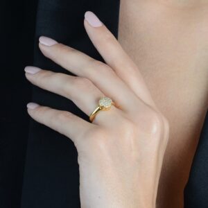 Anel Chuveirinho Cravejado de Zircônia Banhado a Ouro 24k