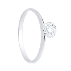 Anel com 9 Pedras de Zircônia Banhado em Ródio