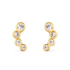 Brinco com 4 Pontos de Luz em Zircônia Banhado a Ouro 24k