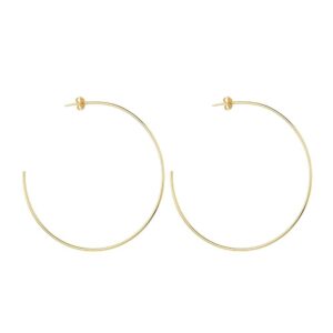 Brinco de Argola Fina Lisa Grande Banhado a Ouro 24k