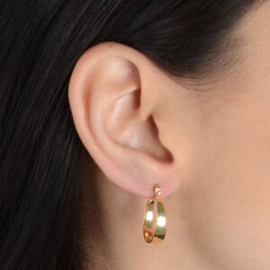 Brinco de Argola Média Lisa Chapada Banhado a Ouro 24k