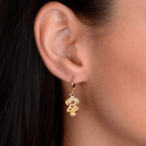 Brinco de Argolinha Filha Menina Pedras Zircônia Banhado a Ouro 24k