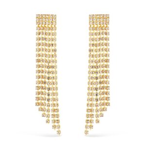 Brinco de Luxo com 123 Pedras de Strass Banhado a Ouro 24k