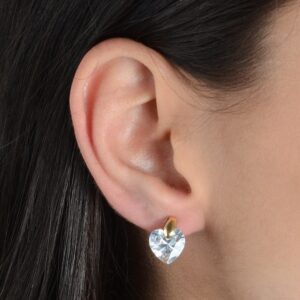 Brinco de Pedra Zircônia em formato de Coração Banhado a Ouro 24k