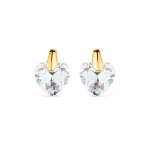 Brinco de Pedra Zircônia em formato de Coração Banhado a Ouro 24k