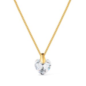 Colar de Coração em Cristal Banhado a Ouro 24k