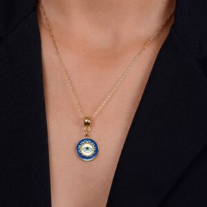 Colar Medalha Olho Grego Banhado a Ouro 24k