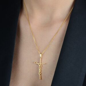Colar Religioso de Cruz Jesus Banhado a Ouro 24k