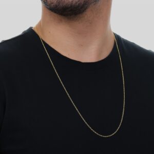 Corrente Masculina Elo 1 por 1 Banhado a Ouro 24k