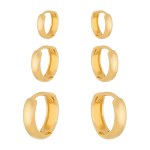 Trio de Argolinhas Banhado a Ouro 24k