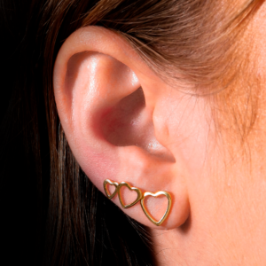 Trio de Coração Banhado a Ouro 24k