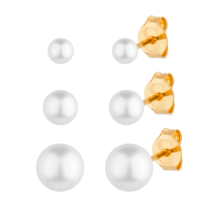 Trio de Pérolas Banhado a Ouro 24k