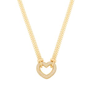 Chocker de Coração Vazado Crevejado com Zircônia Banhado a Ouro 24k