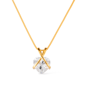 Colar de Zircônia em Formato de Coração Banhado a Ouro 24k