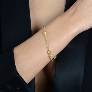 Pulseira Elo Português com Esferas Banhado a Ouro 24k