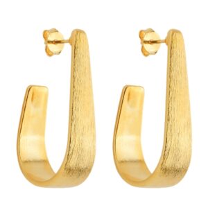 Brinco Formato Gota Escovado Banhado a Ouro 24k