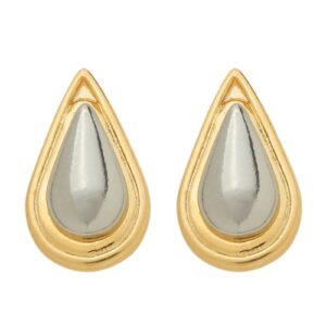 Brinco Banhado a Ouro 24k e Prateado Formato Gota