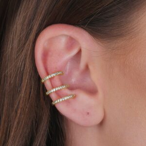 Piercing Três Argolas Cravejado de Zircônia Banhado a Ouro 24k