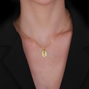Colar Pingente Leão Banhado a Ouro 24k