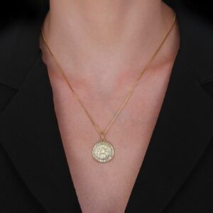 Colar Medalha São Miguel Arcanjo Cravejado de Zircônia Banhado a Ouro 24k